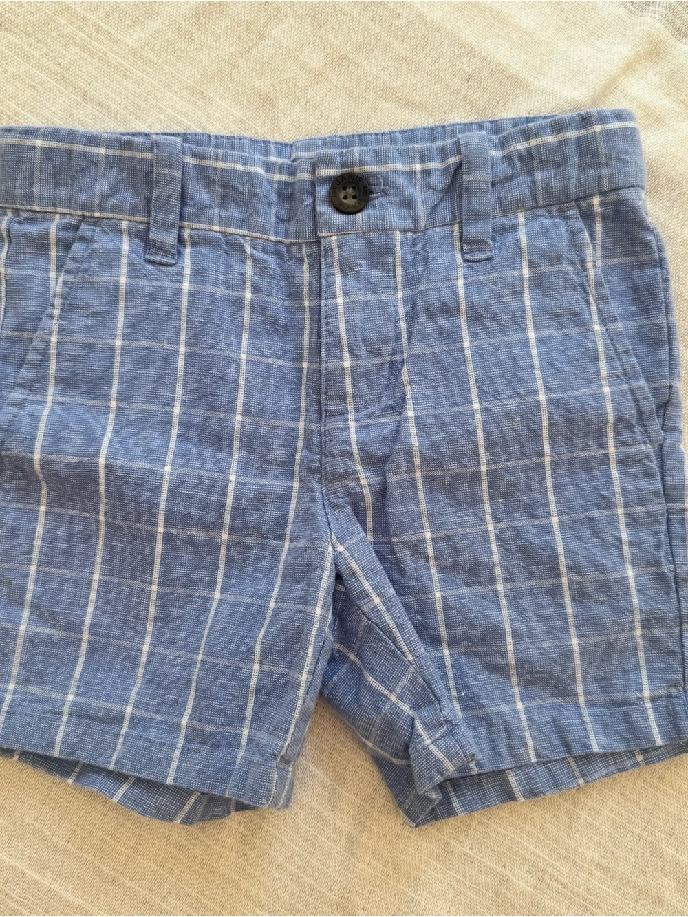 Janie and Jack Blue Windowpane Linen-Blend Shorts